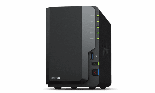 Vooraanzicht van een Synology DS220+
