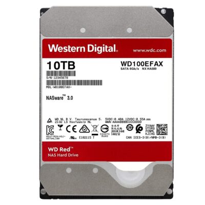 WD red 10tb WD100EFAX Vooraanzicht van een WD red harde schijf WD100EFAX