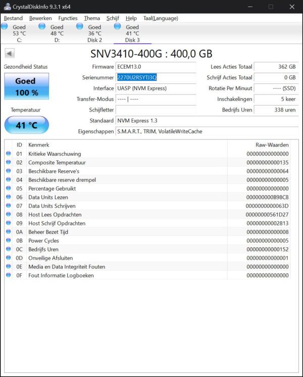 400gb Synology SNV3410-400G sn2270U2RSYTJ3Q (100% - 338) 400gb Synology SNV3410-400G sn2270U2RSYTJ3Q (100% - 338)