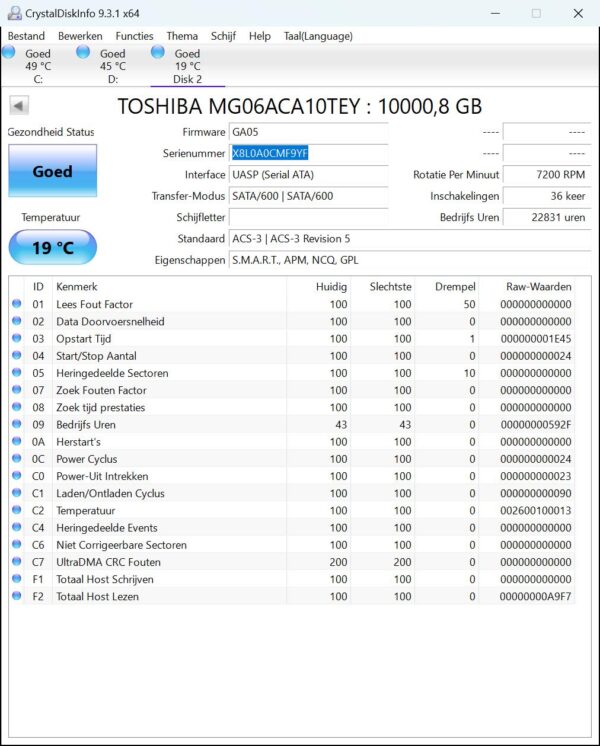 Toshiba 10tb NAS - Server HDD - MG06ACA10TEY