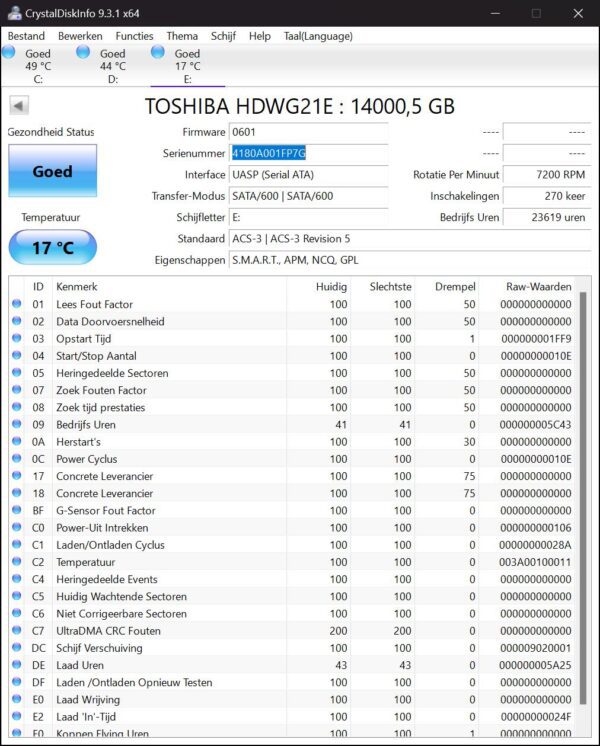 Toshiba N300 14tb NAS HDD