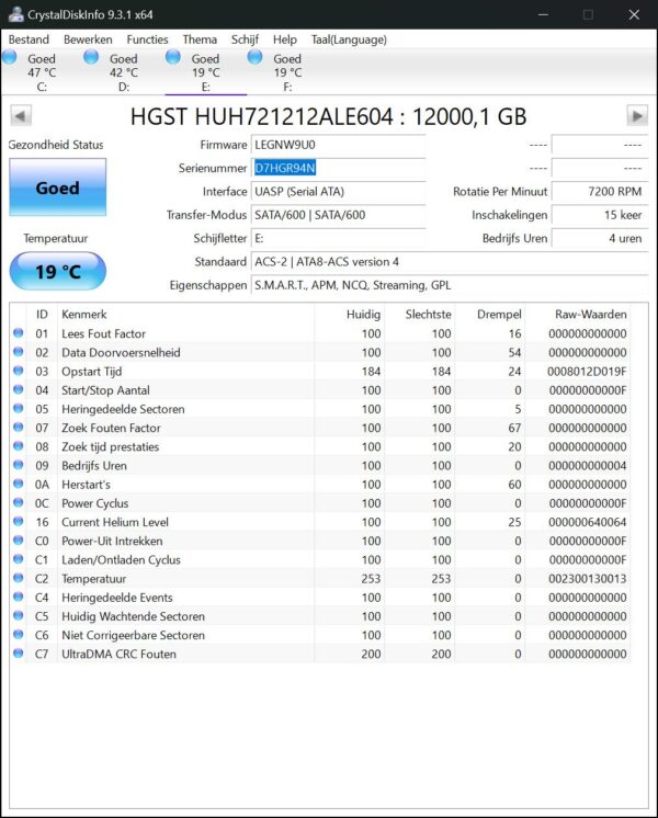 WD HC520 snD7HGR94N (4) WD Ultrastar 12tb NAS - Server HDD