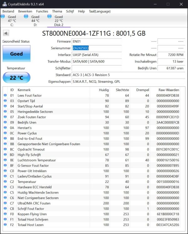 ST8000NE0004 snZA24Z5EQ (61387) Seagate Ironwolf Pro 8tb NAS HDD - ST8000NE0004