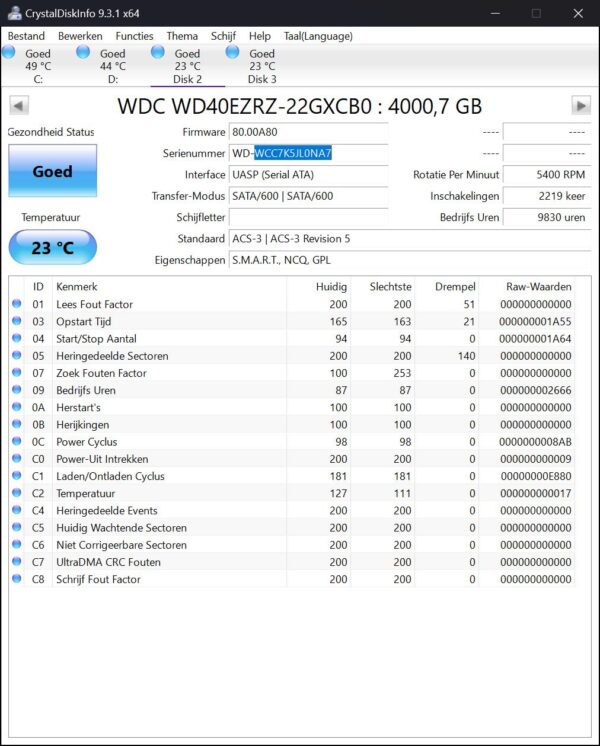 WD40EZRZ snWCC7K5JL0NA7 (9830) WD Blue 4tb HDD - WD40EZRZ